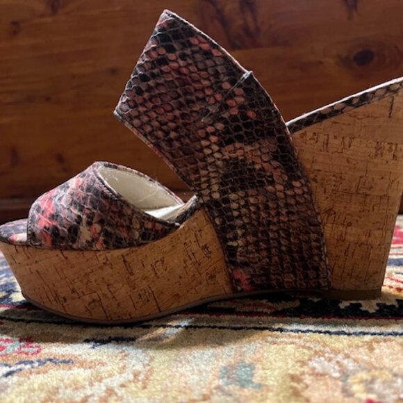 Nine West Snakeskin Print Sandals Size 6 1/2 M - Picture 2 of 4